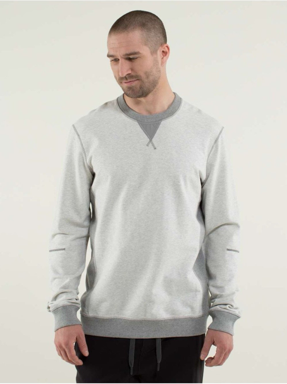 Men's Lululemon All Town Crew Long Sleeve in Heathered White XL